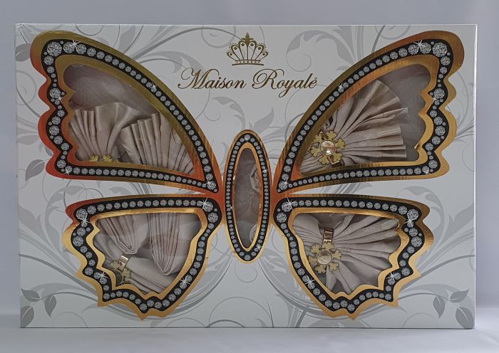 Скатертина Kurdeleli Set Maison Royale 160x220+8 psc Cappucino