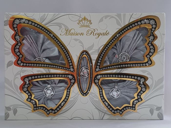 Скатертина Kurdeleli Set Maison Royale 160x220+8 psc Grey