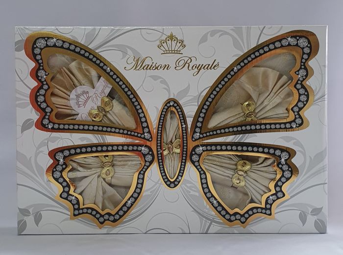 Скатертина з люрексом Kurdeleli Set Maison Royale 160x220+8 psc Gold