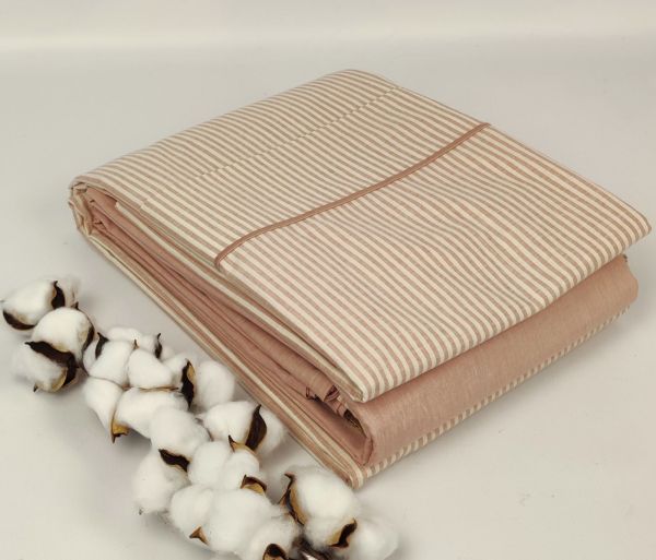 Постільна білизна Maison D'or ранфорс полоска 160х220 Lines stripes Rose