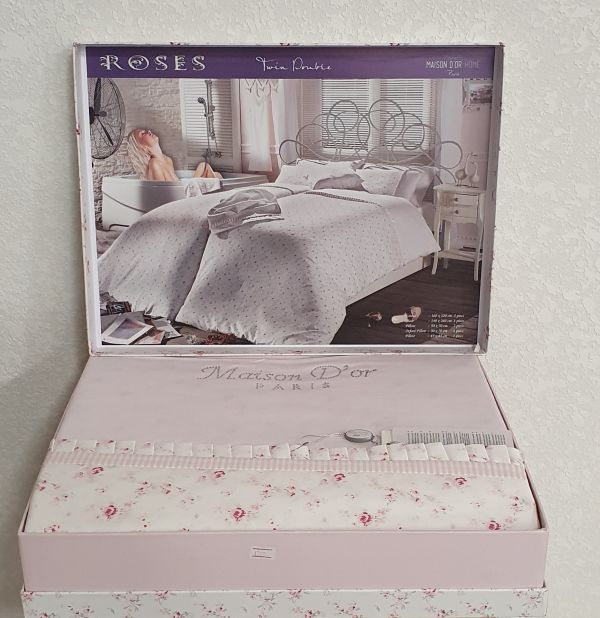 Постільна білизна Maison D'or сатин сімейна Roses Pink