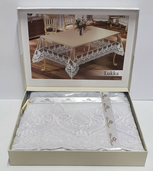 Силіконова скатертина з мереживом Maison Royale 160х220 Lukka White