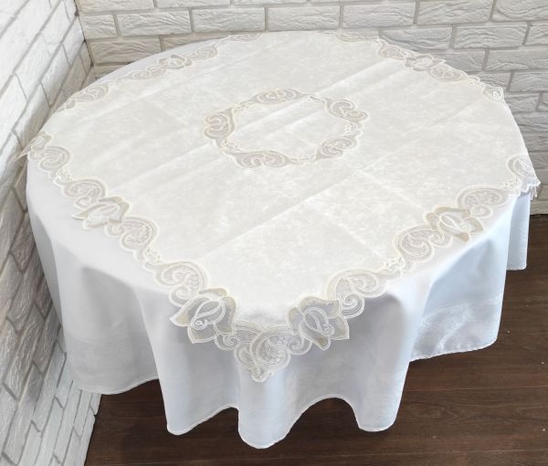 Квадрат велюровий Acme з мереживом 100*100 Rose Krem