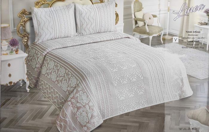 Покривало My Bed Жакард 240x260 з наволочками Linea Powder