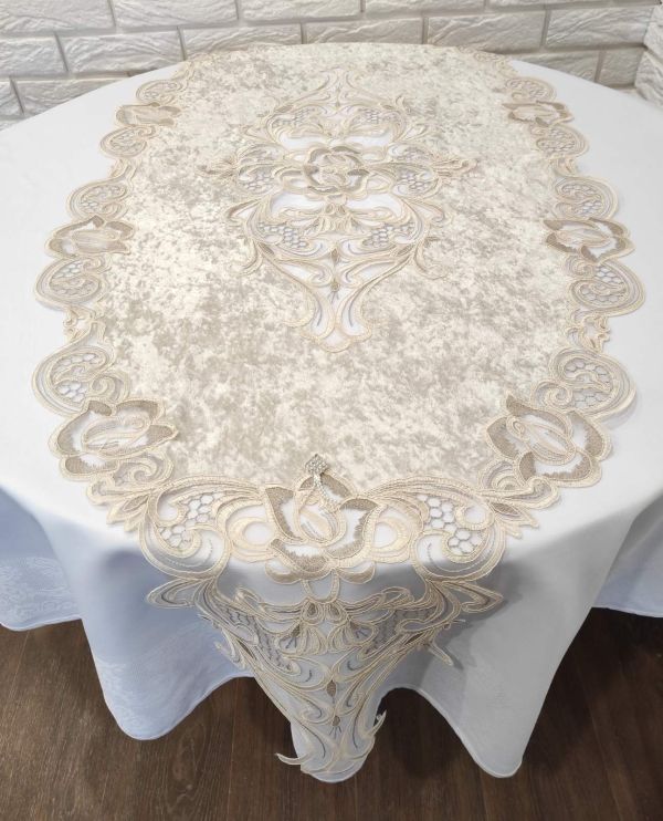 Доріжка велюрова Acme з мереживом 70*160 Rose Cappicino