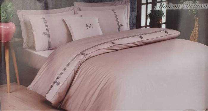 Постільна білизна Maison D'or Deluxe сатин з вишивкою 200х220 Rosa-Brown