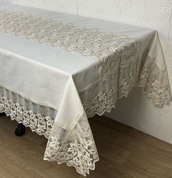 Скатертина Велюр Acme Tekstil 160x220 Yonca Krem PVS